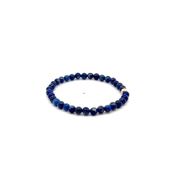 Natural Lapis Gemstone Mini 4mm 18K Rose Gold Charm Bead September Birthstone - Picture 4 of 5